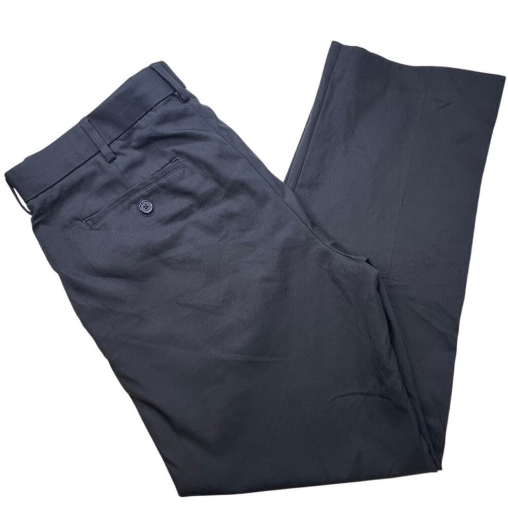 ARROW Flat Front Dress Pants 34x30 Navy Herringbone Slacks